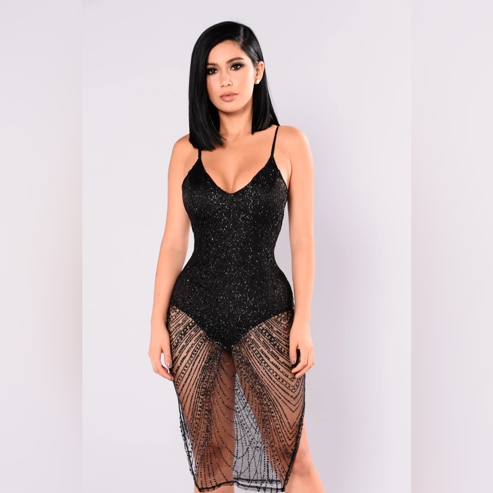 Fashion Nova Ways To Articulate Glitter Dress - Black
